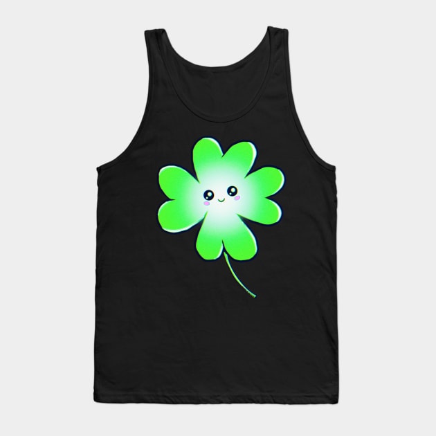 Green Happy Smiley Four Leaf Clover Tank Top by ROLLIE MC SCROLLIE